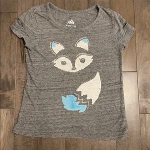Justice reversible sequin fox short sleeved tee